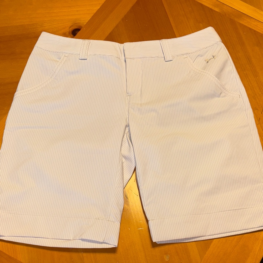 Under Armour White Striped Athletic Shorts